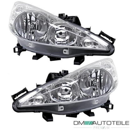 SET Peugeot 207 Scheinwerfer Links & Rechts Halogen H7/H1 06-09 mit LWR