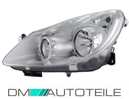 Opel Corsa D Halogen Scheinwerfer 8-Pin Links H7/H1 Klarglas Chrom 2006-2011