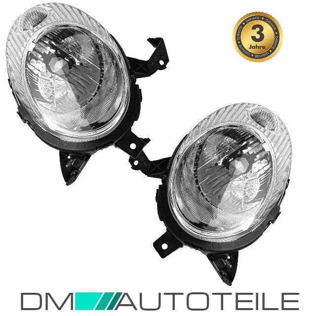 Set Nissan Micra K12 Scheinwerfer rechts & links Chrom Bj 03-07 H4 Fassung
