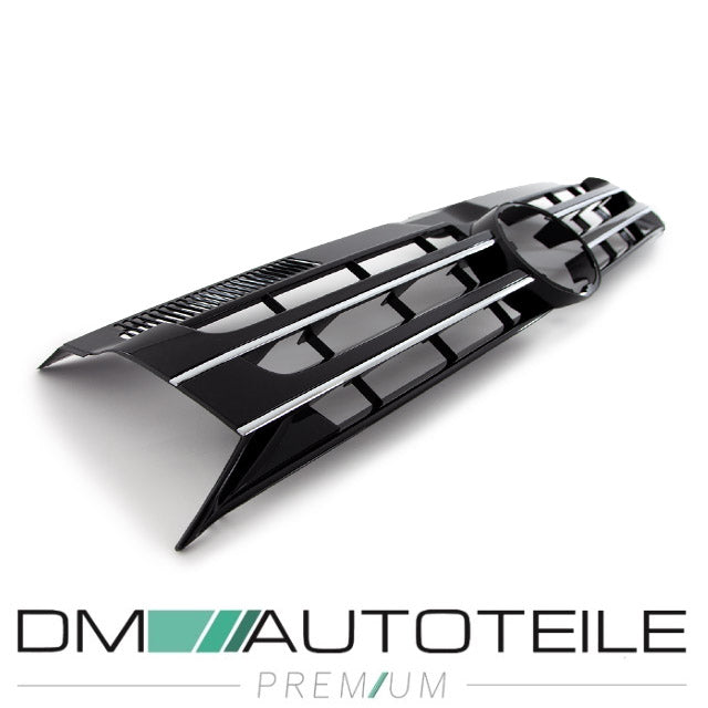Kühlergrill passt für VW T5 GP Front Grill Schwarz Chrom-Rippen Facelift 09-15
