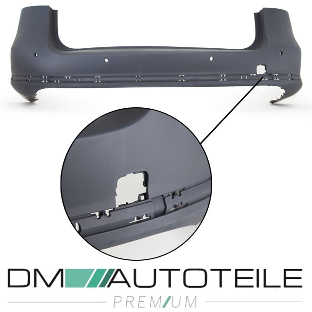 Stoßstange hinten grundiert für PDC 4 Löcher & Chromleisten passt für VW Passat Variant ab 2011-2014