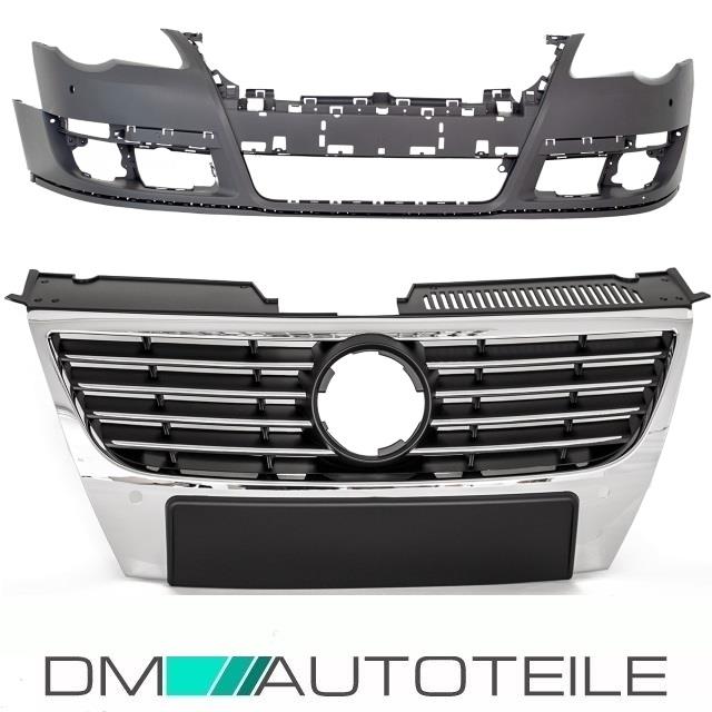 Stoßstange vorne grundiert für PDC ohne SRA + Kühlergrill passt für VW Passat 3C ab 05-10