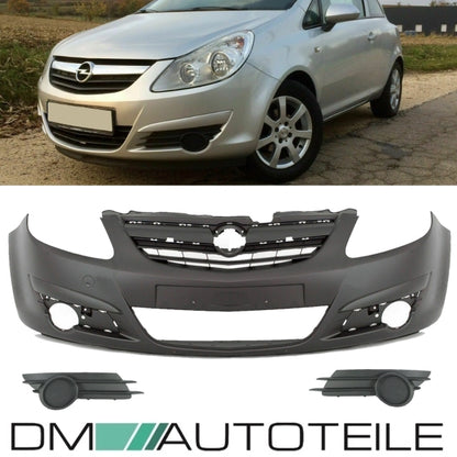 Stoßstange vorne grundiert + Gitter SET geschlossen passt für Opel Corsa D 06-11