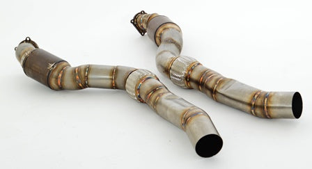 2x90mm Downpipe mit 200 Zellen HJS Sport-Kat. Audi RS6 4F Quattro