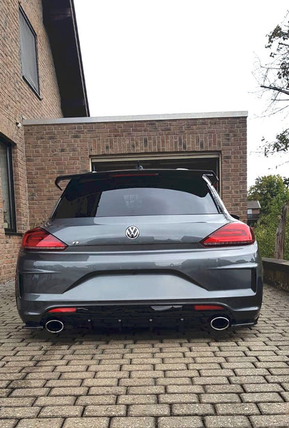 Heck Ansatz Flaps Diffusor für VOLKSWAGEN SCIROCCO MK.3 R FACELIFT schwarz Hochglanz