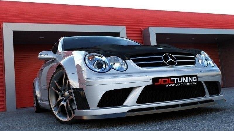 Front Ansatz für MERCEDES CLK W209 (FÜR ME-CLK-209-BLACK-F1 STOßSTANGE) schwarz matt
