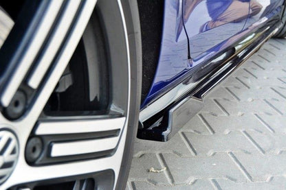 Seitenschweller Ansatz für V.1 für VW Golf 7 R / R-Line Facelift schwarz matt