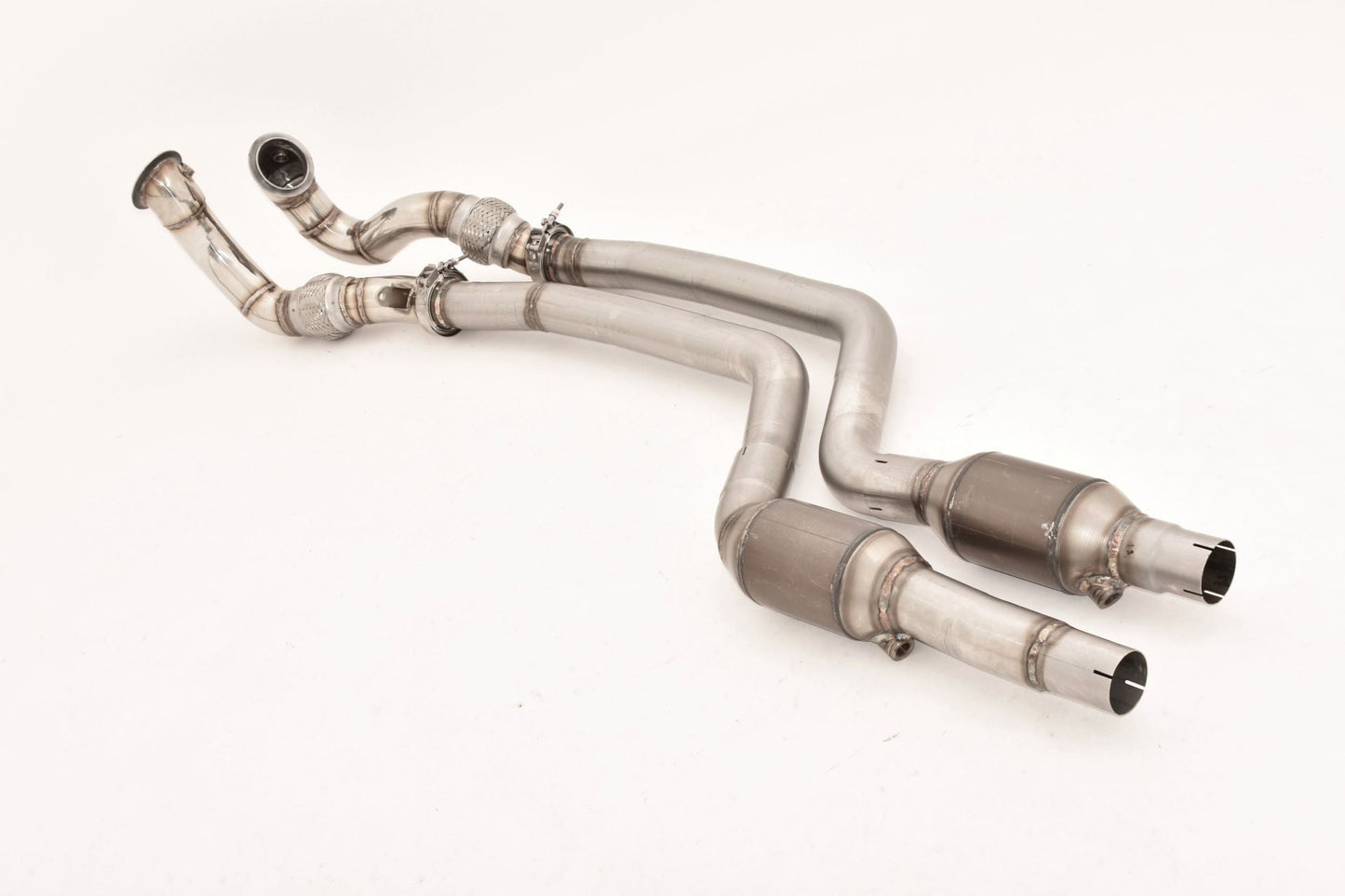 2x70mm Downpipe mit 200 Zellen Sport-Kat. Edelstahl