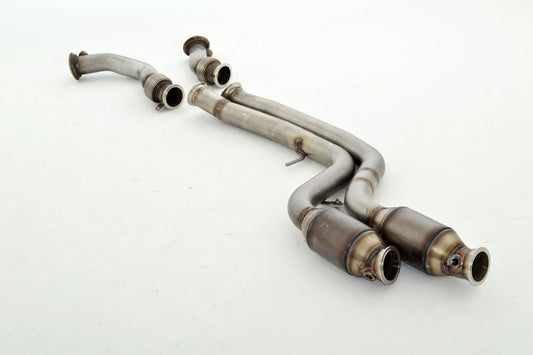 2x70mm Downpipe mit 200 Zellen HJS Sport-Kat. Edelstahl
