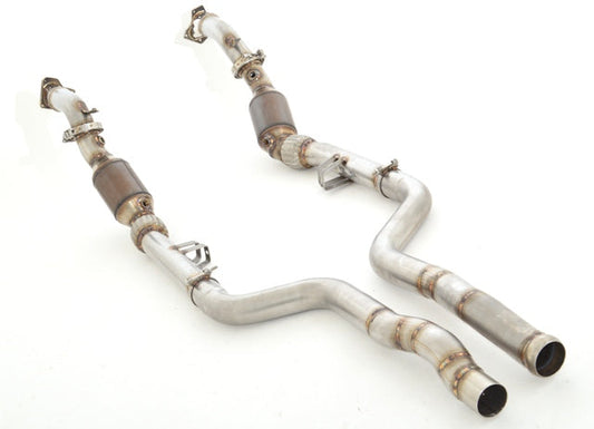 2x 70mm Downpipe mit 200 Zellen HJS Sport-Kat. Edelstahl