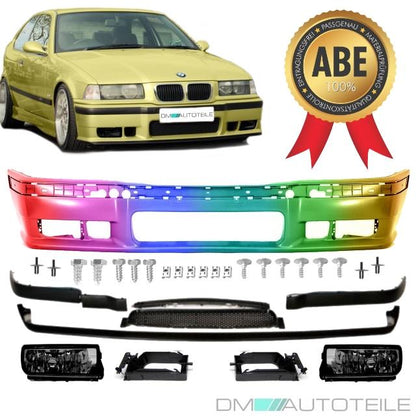 Set Stoßstange vorne LACKIERT +Lippe passt für BMW E36 auch M3 M+ NSW Smoke ABE*