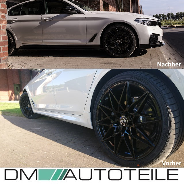 Sport-Performance Seitenschweller Schwarz +Folie Ansätze passt für BMW G30 G31 M