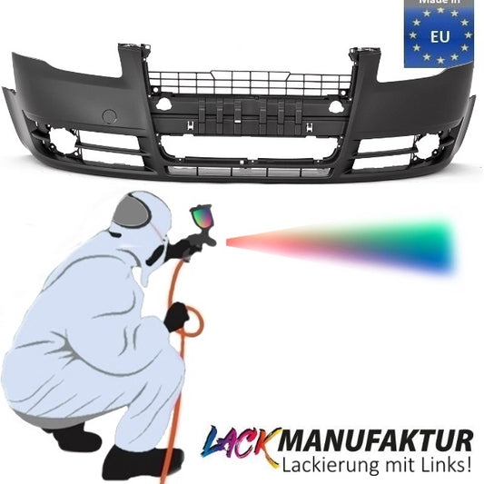 Set LACKIERT Audi A4 8E B7 Stoßstange vorne Bj 04-08 grundiert ohne PDC Vorbereitung