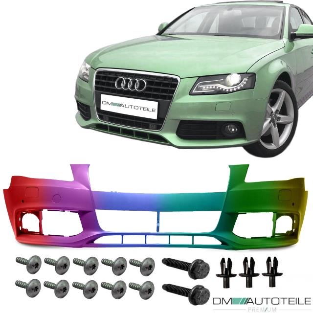 SET Audi A4 B8 Stoßstange vorne + Schrauben 07-11 für PDC & SRA LACKIERT + Schrauben