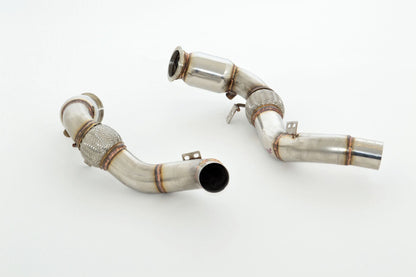 2x 76mm Downpipe mit 200 Zellen Sport-Kat. Edelstahl