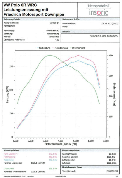 76mm Downpipe mit 200 Zellen HJS Sport-Kat. VW Polo 6R WRC