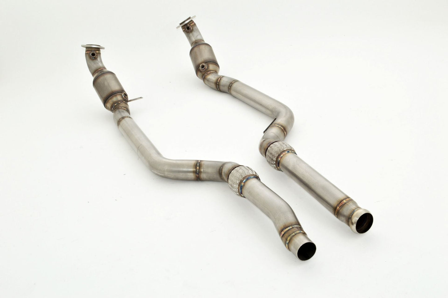 2x 76mm Downpipe-Unterteil mit 200 Zellen HJS Sport-Kat.