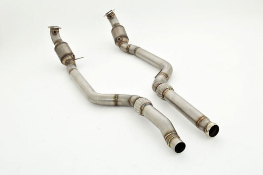 2x 76mm Downpipe-Unterteil mit 200 Zellen HJS Sport-Kat.