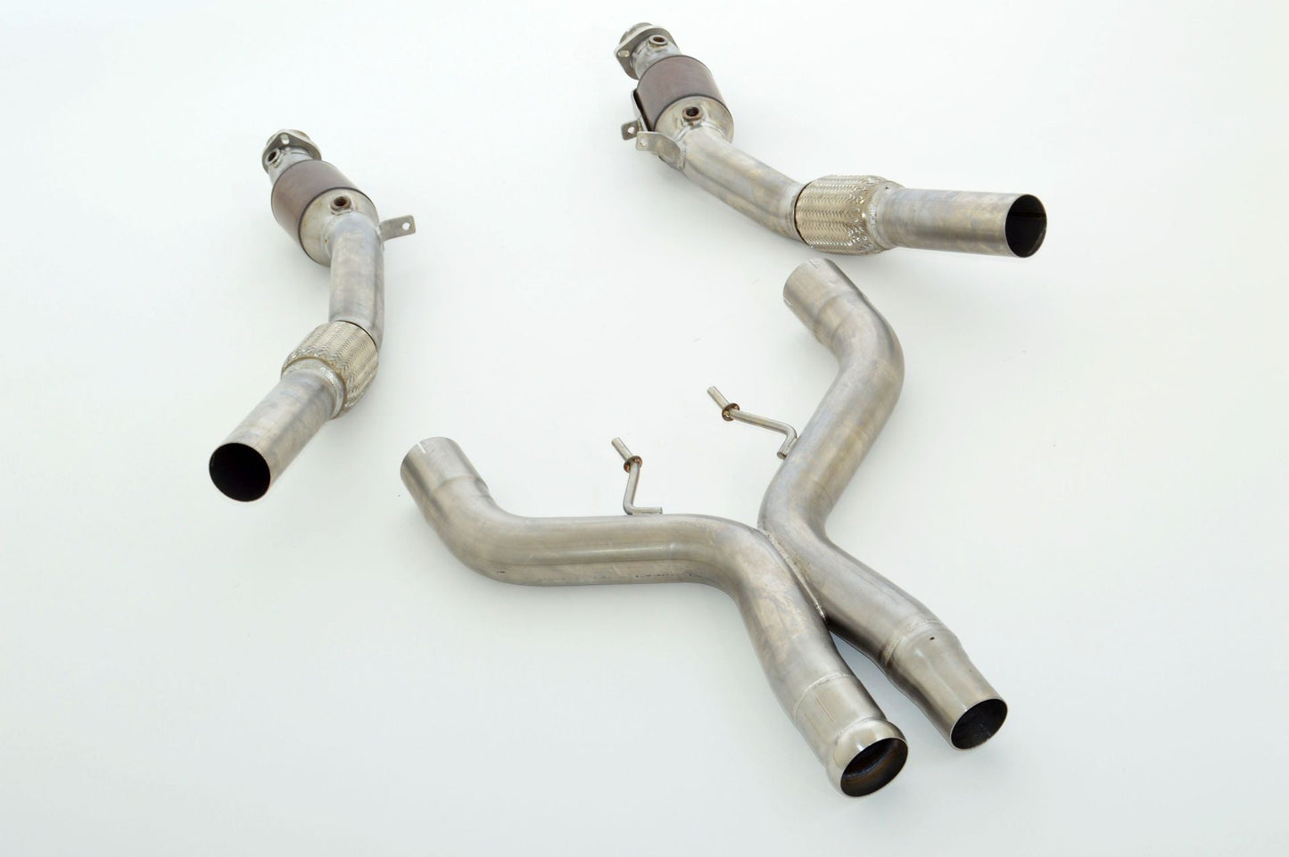 2x 76mm Downpipe-Unterteil mit 200 Zellen HJS Sport-Kat.