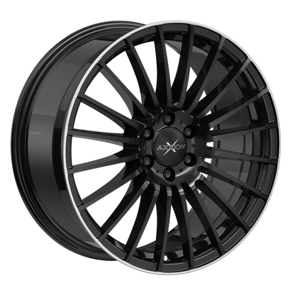 AXXION Felge AX5 Schwarz glänzend lackiert mit Hochglanzpoliertem Felgenbett