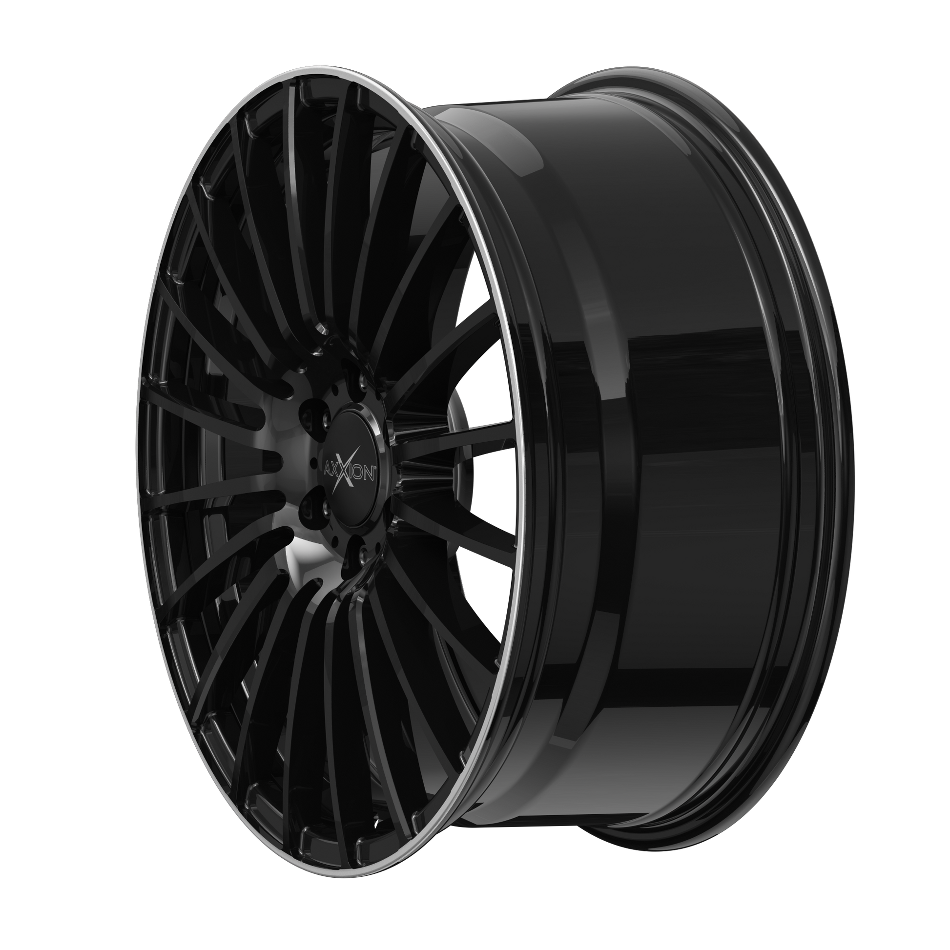 AXXION Felge AX5 Schwarz glänzend lackiert mit Hochglanzpoliertem Felgenbett