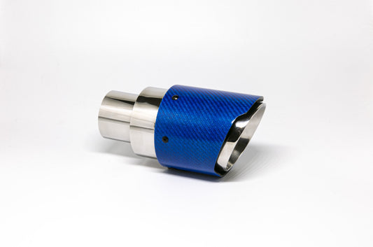 Endrohr 100mm rund Carbon breite Kante blau glänzend (Aufpreis)