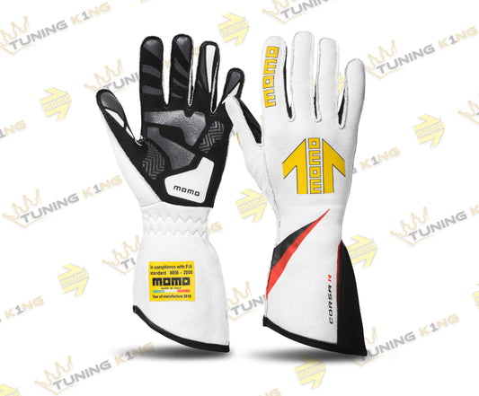 MOMO Rennfahrer- Handschuhe Corsa R Weiß