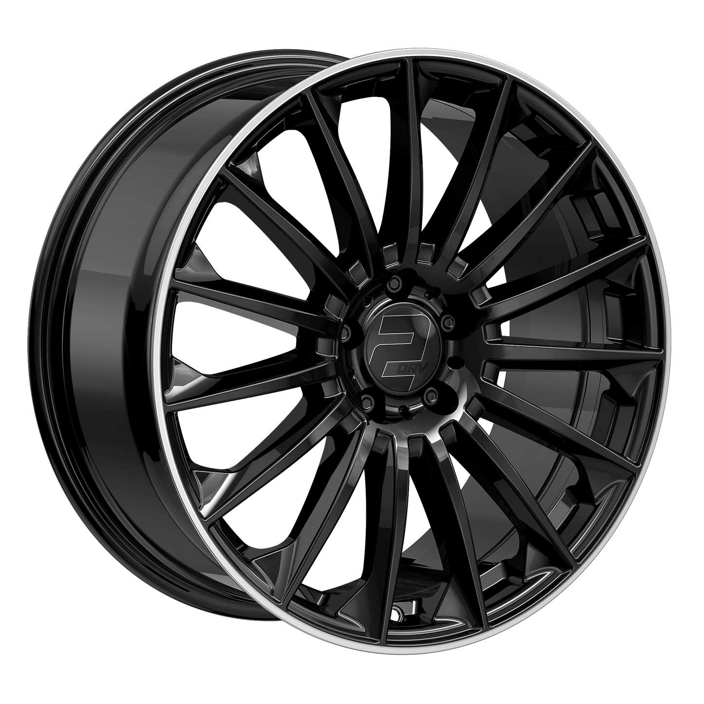 2DRV Felge WH39 Schwarz glänzend lackiert mit Hochglanzpoliertem Felgenbett
