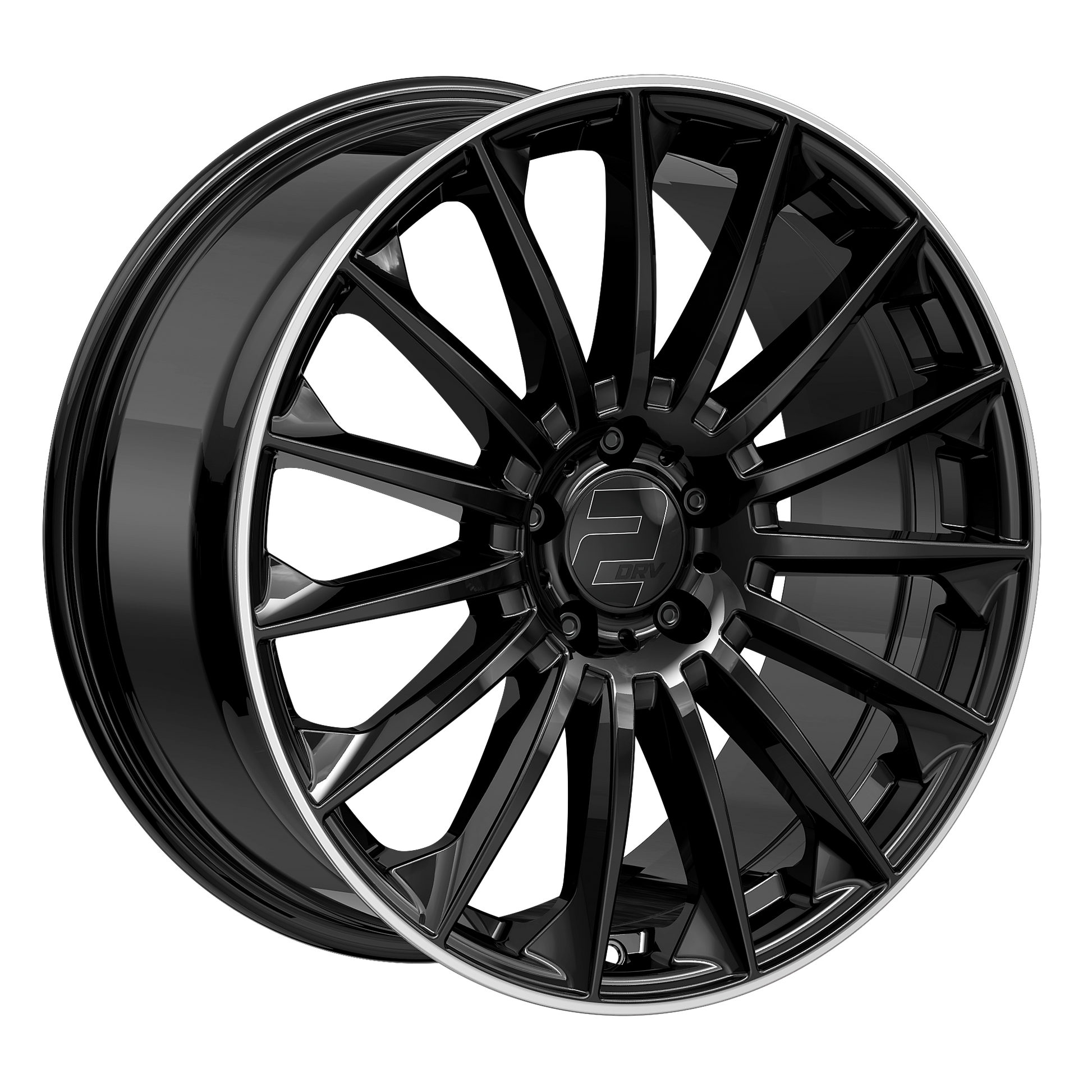 2DRV Felge WH39 Schwarz glänzend lackiert mit Hochglanzpoliertem Felgenbett