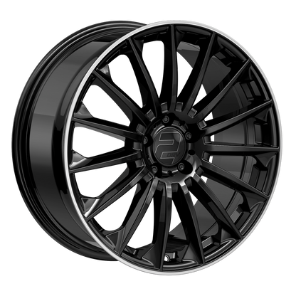 2DRV Felge WH39 Schwarz glänzend lackiert mit Hochglanzpoliertem Felgenbett