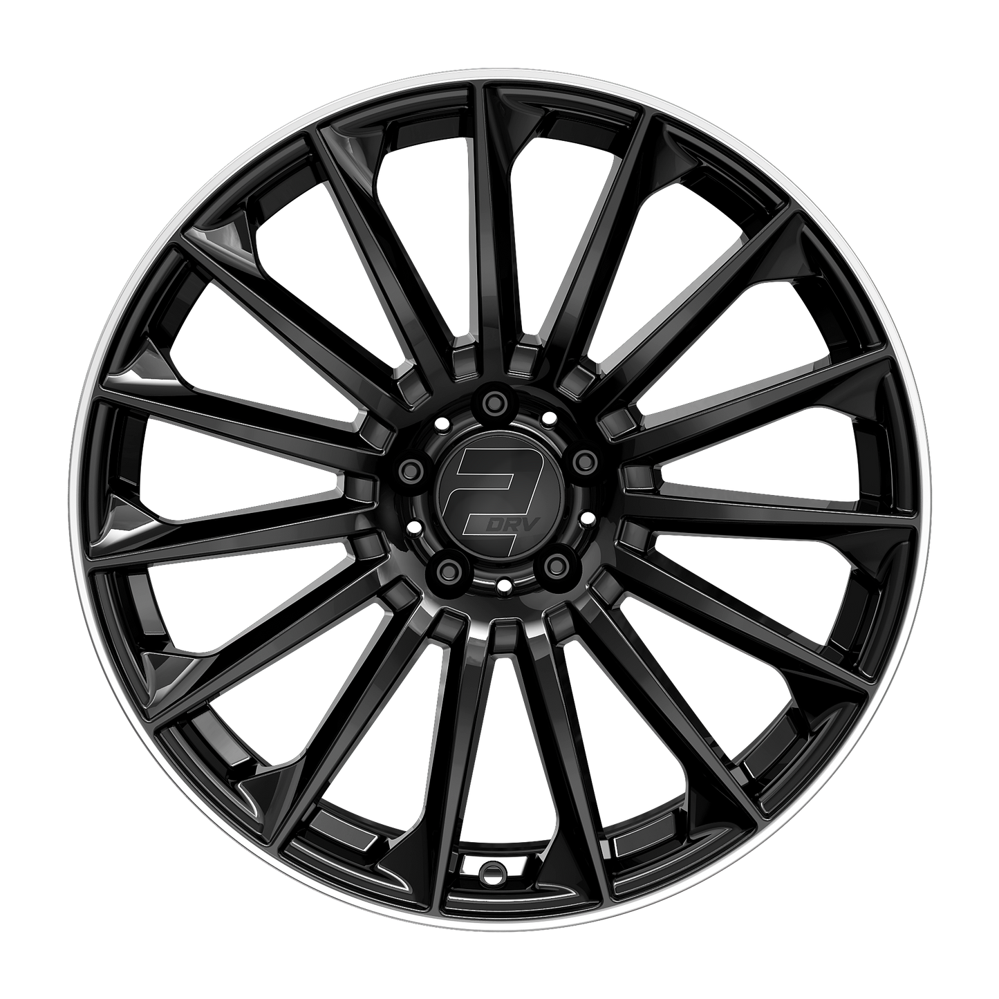 2DRV Felge WH39 Schwarz glänzend lackiert mit Hochglanzpoliertem Felgenbett