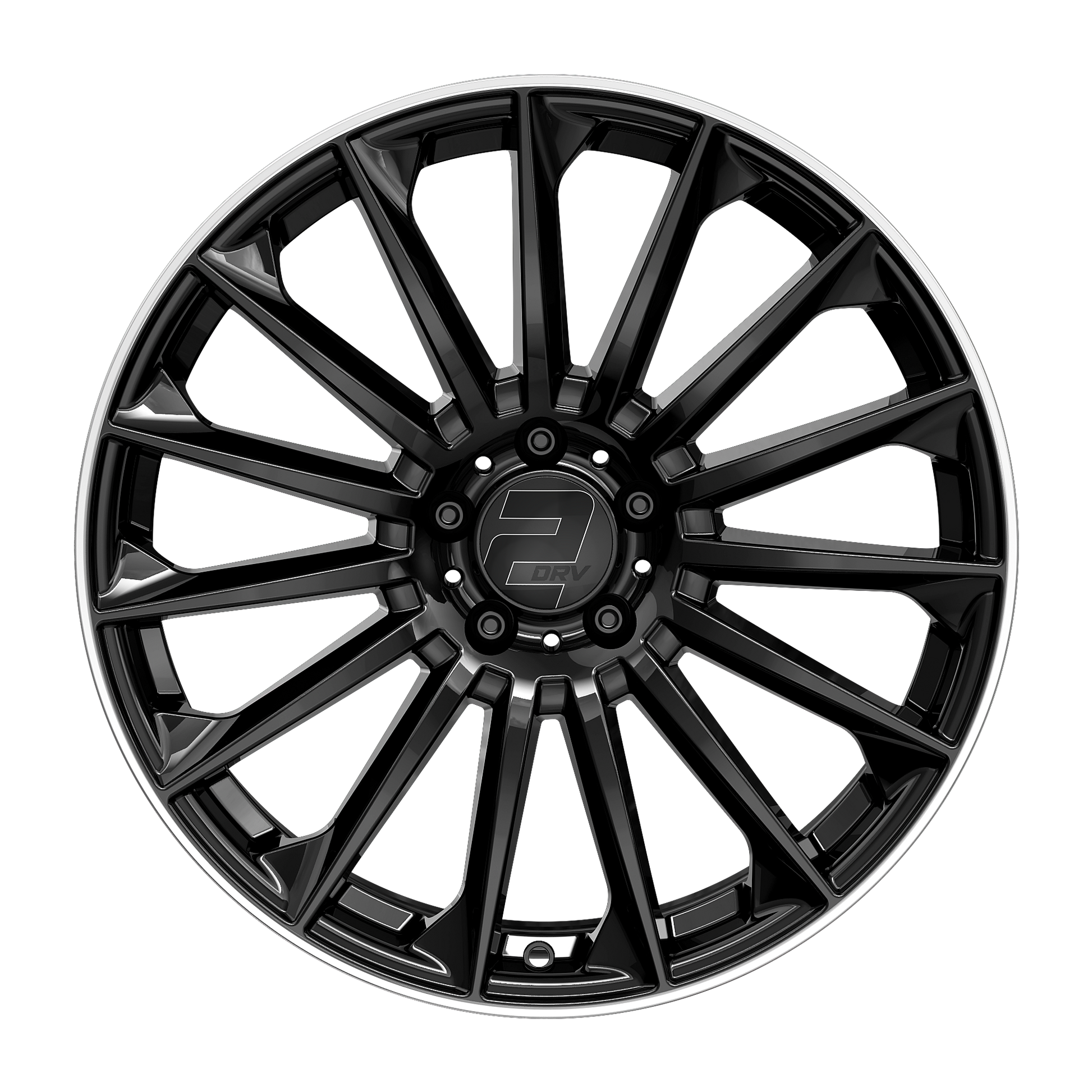 2DRV Felge WH39 Schwarz glänzend lackiert mit Hochglanzpoliertem Felgenbett