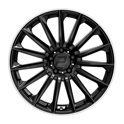 2DRV Felge WH39 Schwarz glänzend lackiert mit Hochglanzpoliertem Felgenbett