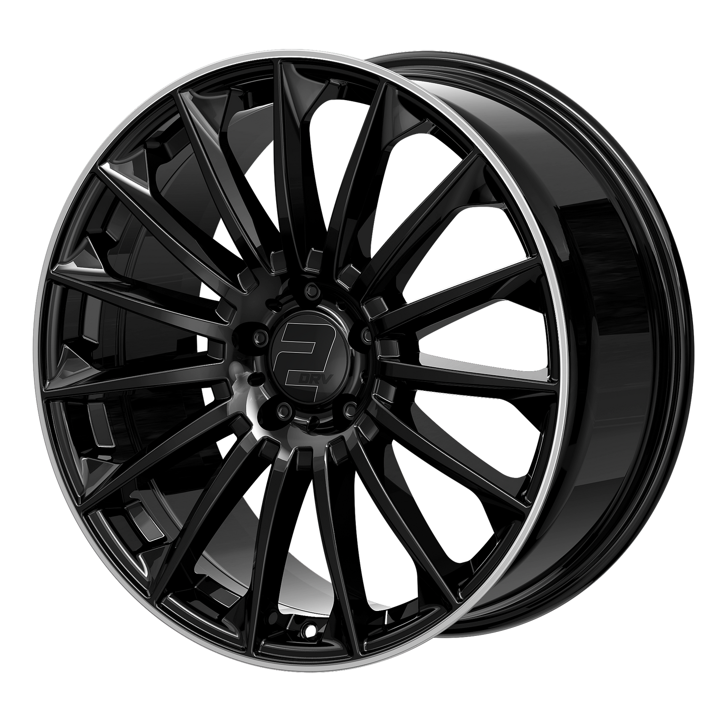 2DRV Felge WH39 Schwarz glänzend lackiert mit Hochglanzpoliertem Felgenbett