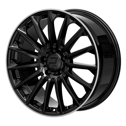 2DRV Felge WH39 Schwarz glänzend lackiert mit Hochglanzpoliertem Felgenbett