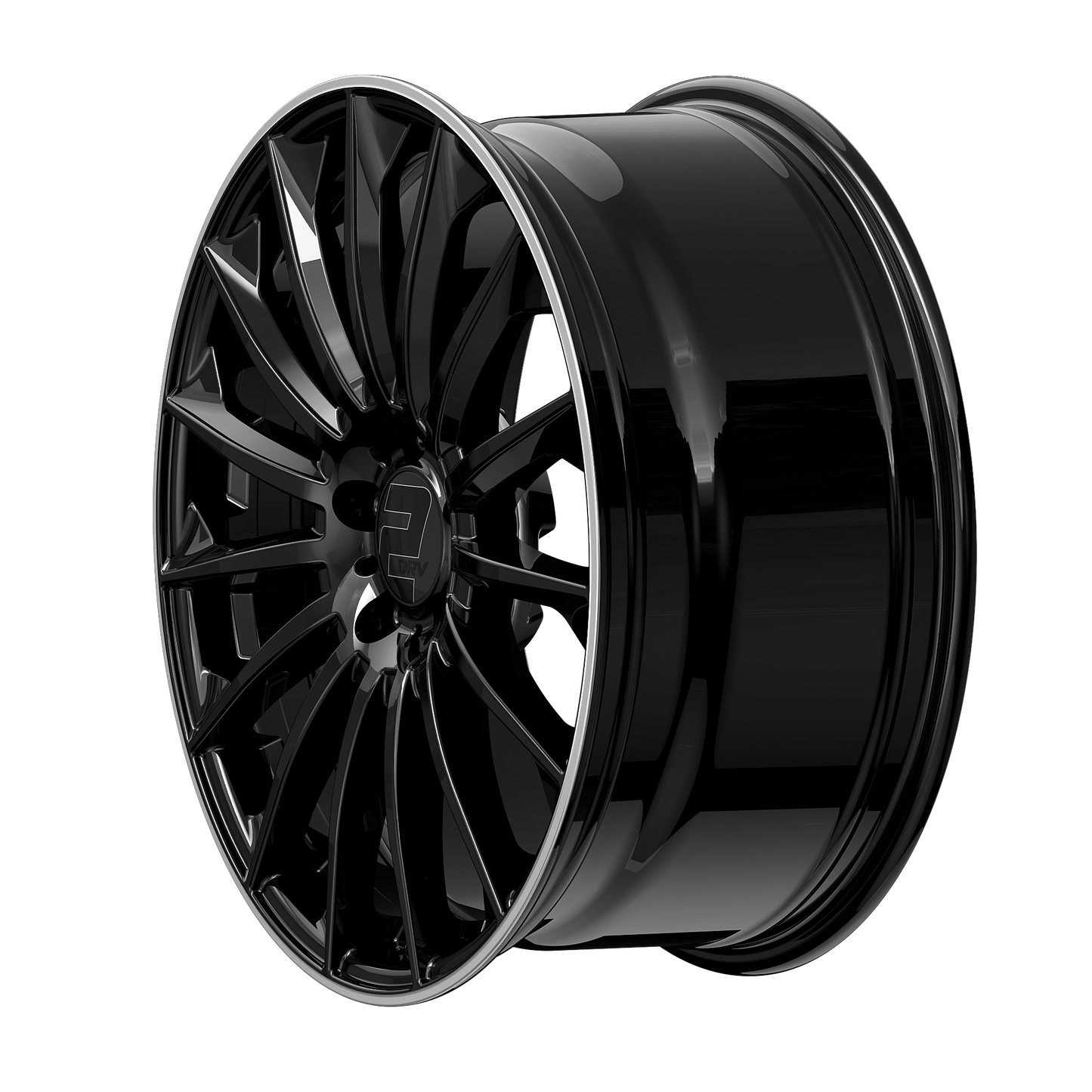 2DRV Felge WH39 Schwarz glänzend lackiert mit Hochglanzpoliertem Felgenbett
