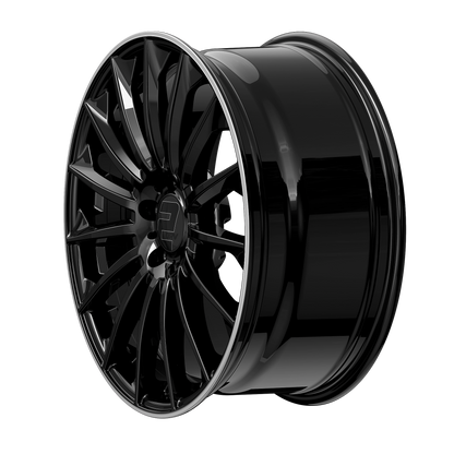 2DRV Felge WH39 Schwarz glänzend lackiert mit Hochglanzpoliertem Felgenbett