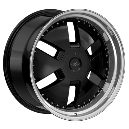 AXXION Felge Y1 Schwarz glänzend lackiert mit Hochglanzpoliertem Felgenbett