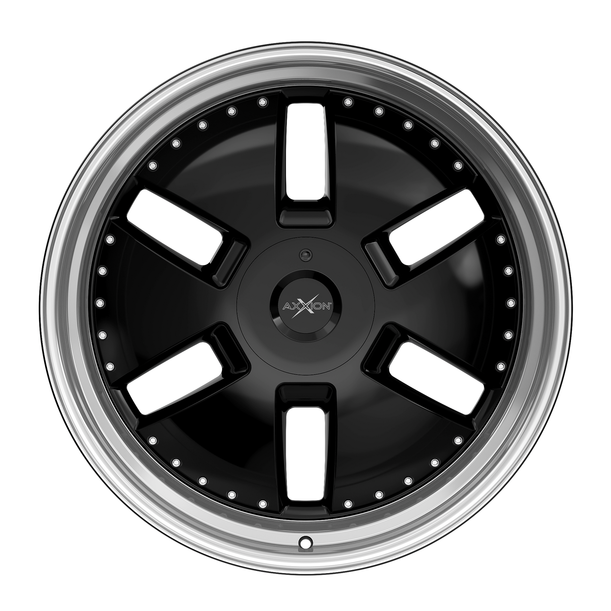 AXXION Felge Y1 Schwarz glänzend lackiert mit Hochglanzpoliertem Felgenbett