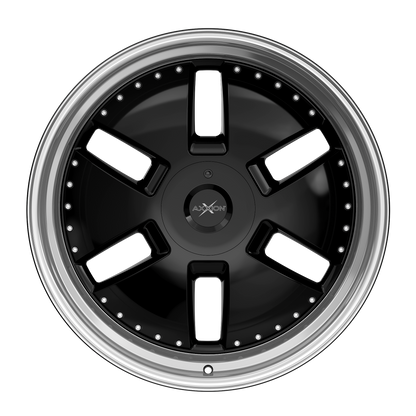 AXXION Felge Y1 Schwarz glänzend lackiert mit Hochglanzpoliertem Felgenbett
