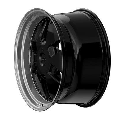 AXXION Felge Y1 Schwarz glänzend lackiert mit Hochglanzpoliertem Felgenbett