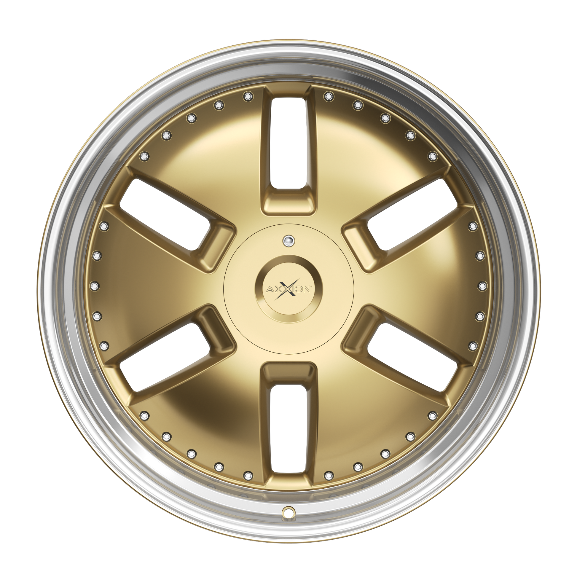 AXXION Felge Y1 Gold glänzend lackiert mit Hochglanzpoliertem Felgenbett