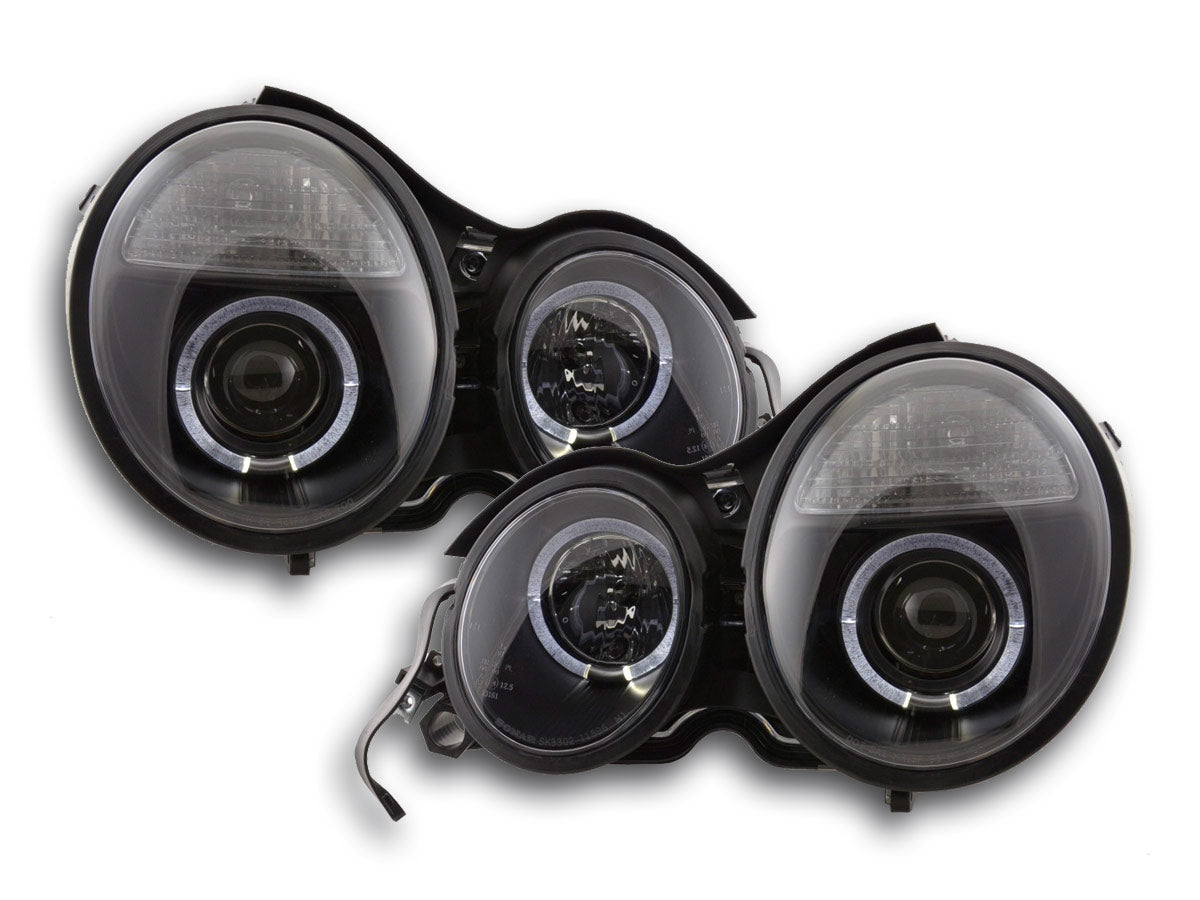 Scheinwerfer Set Angel Eyes Mercedes E-Klasse Typ W210 Bj. 95-98 schwarz