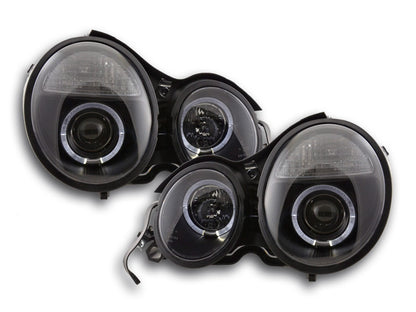 Scheinwerfer Set Angel Eyes Mercedes E-Klasse Typ W210 Bj. 95-98 schwarz