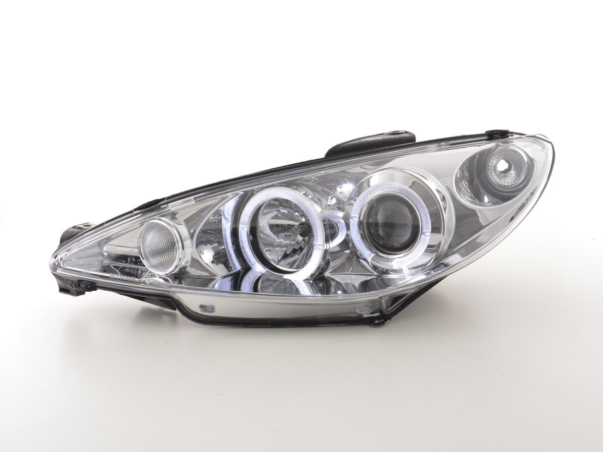 Scheinwerfer Set Angel Eyes Peugeot 206 Typ S16 99- Bj. 02-05 chrom