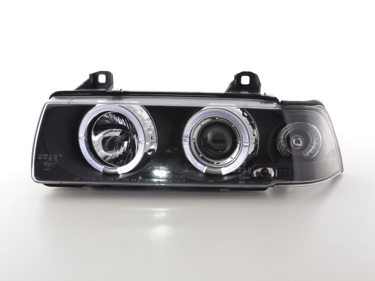 Scheinwerfer Set Angel Eyes BMW 3er E36 Limo/Touring Bj. 92-98 schwarz