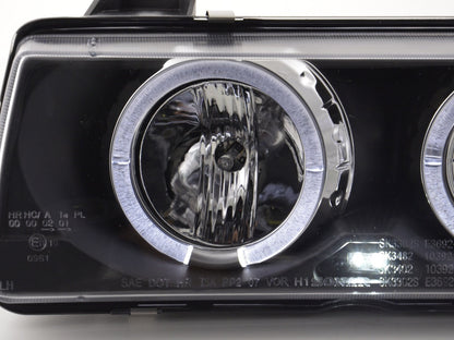 Scheinwerfer Set Angel Eyes BMW 3er E36 Limo/Touring Bj. 92-98 schwarz