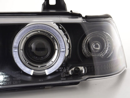 Scheinwerfer Set Angel Eyes BMW 3er E36 Limo/Touring Bj. 92-98 schwarz