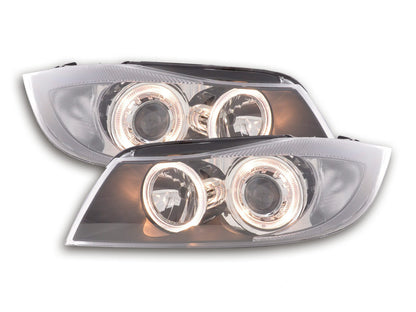 Scheinwerfer Set Angel Eyes BMW 3er Limo Typ E90 Bj. 05-08 schwarz