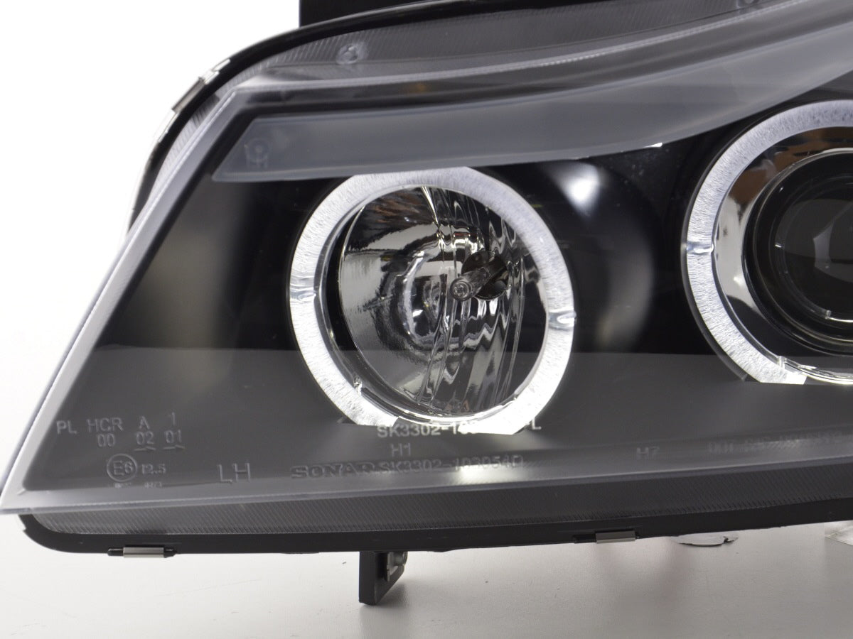 Scheinwerfer Set Angel Eyes BMW 3er E90/E91 Bj. 05-08 schwarz